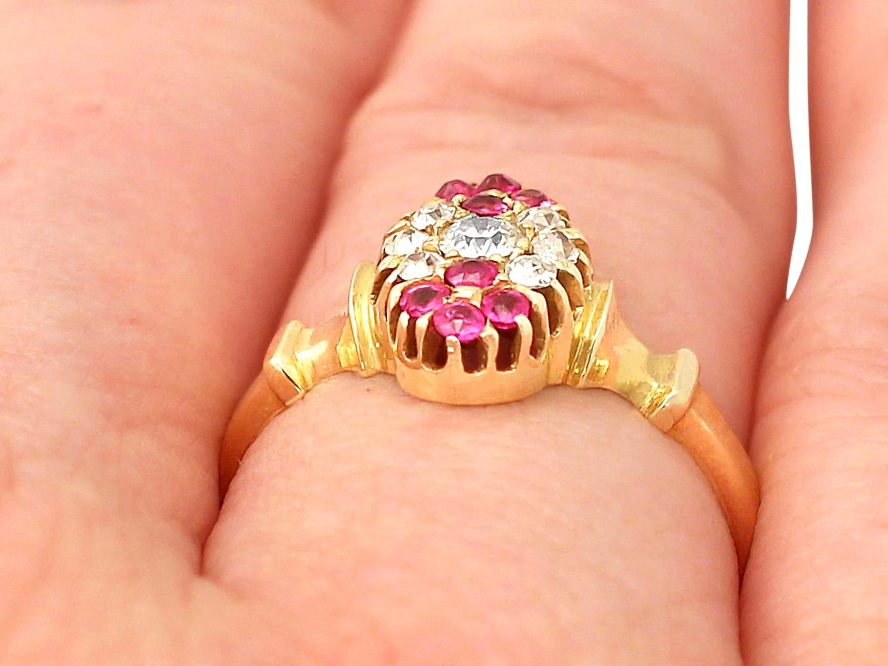 Antique Edwardian 1905 Diamond Ruby Gold Cocktail Ring For Sale 2
