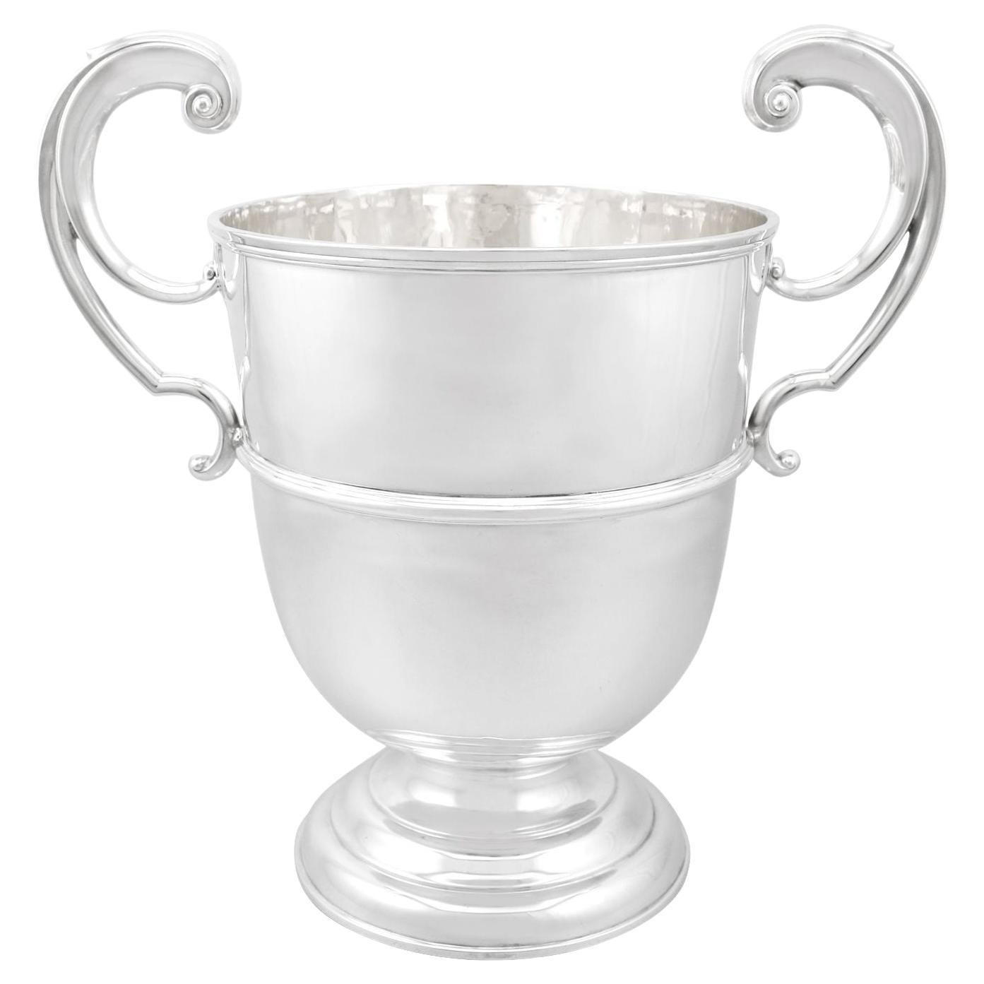 Coupe à champagne de présentation édouardienne ancienne en argent sterling de 1905