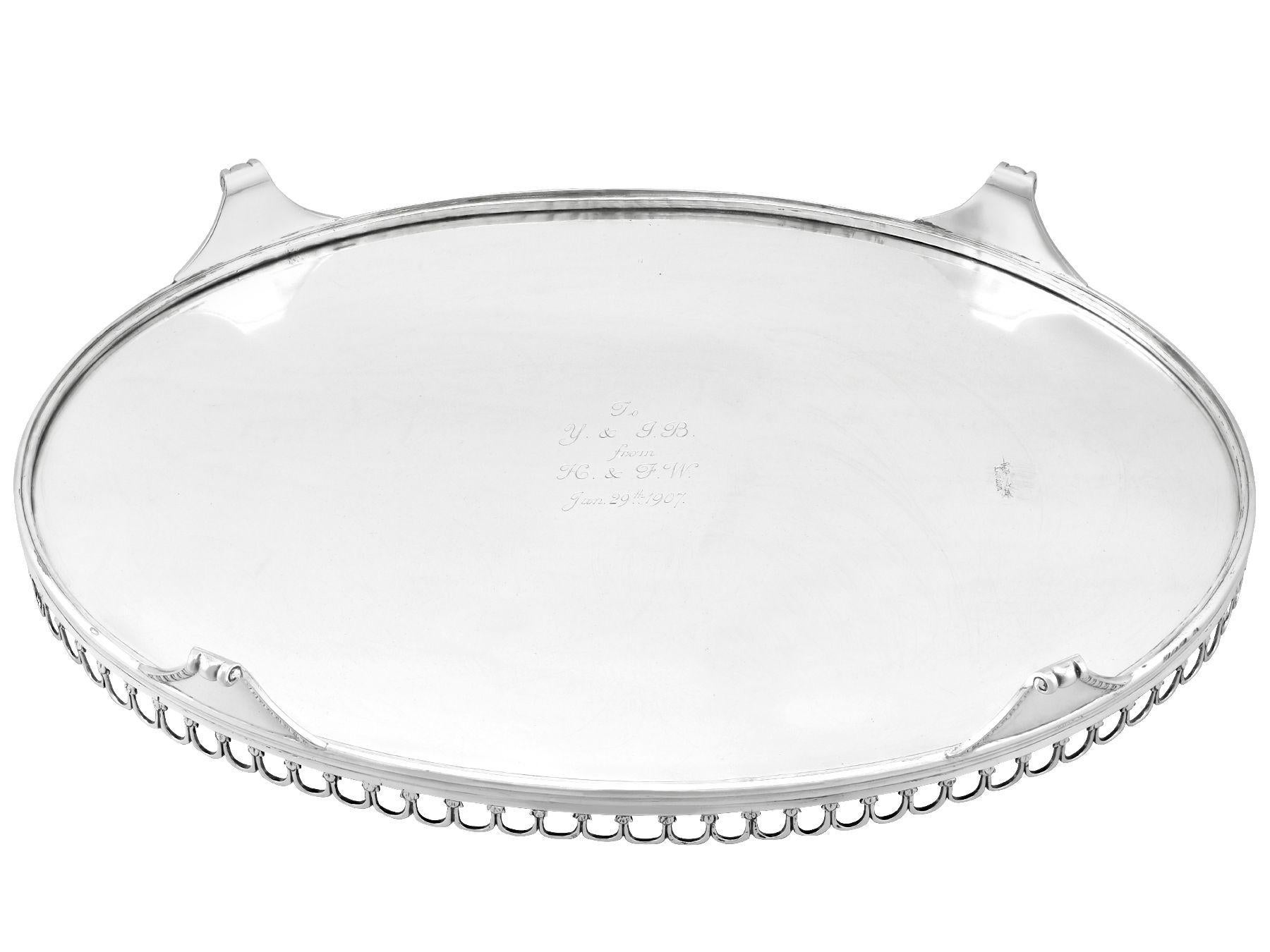 Antique Edwardian 1905 Sterling Silver Salver 4