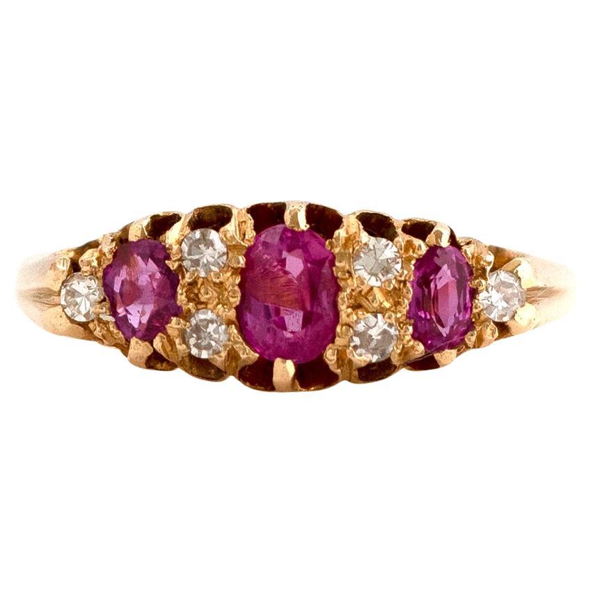 Antique Edwardian 1906 Ruby Diamond 18ct Gold Ring For Sale