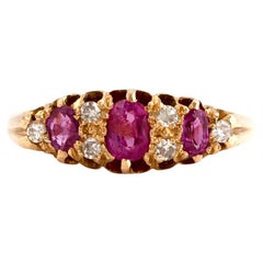 Antiker edwardianischer 1906 Rubin-Diamant-Ring aus 18 Karat Gold