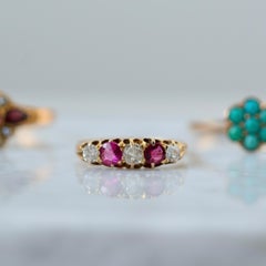 Antique Edwardian 1908 Ruby Diamond 18ct Gold Ring