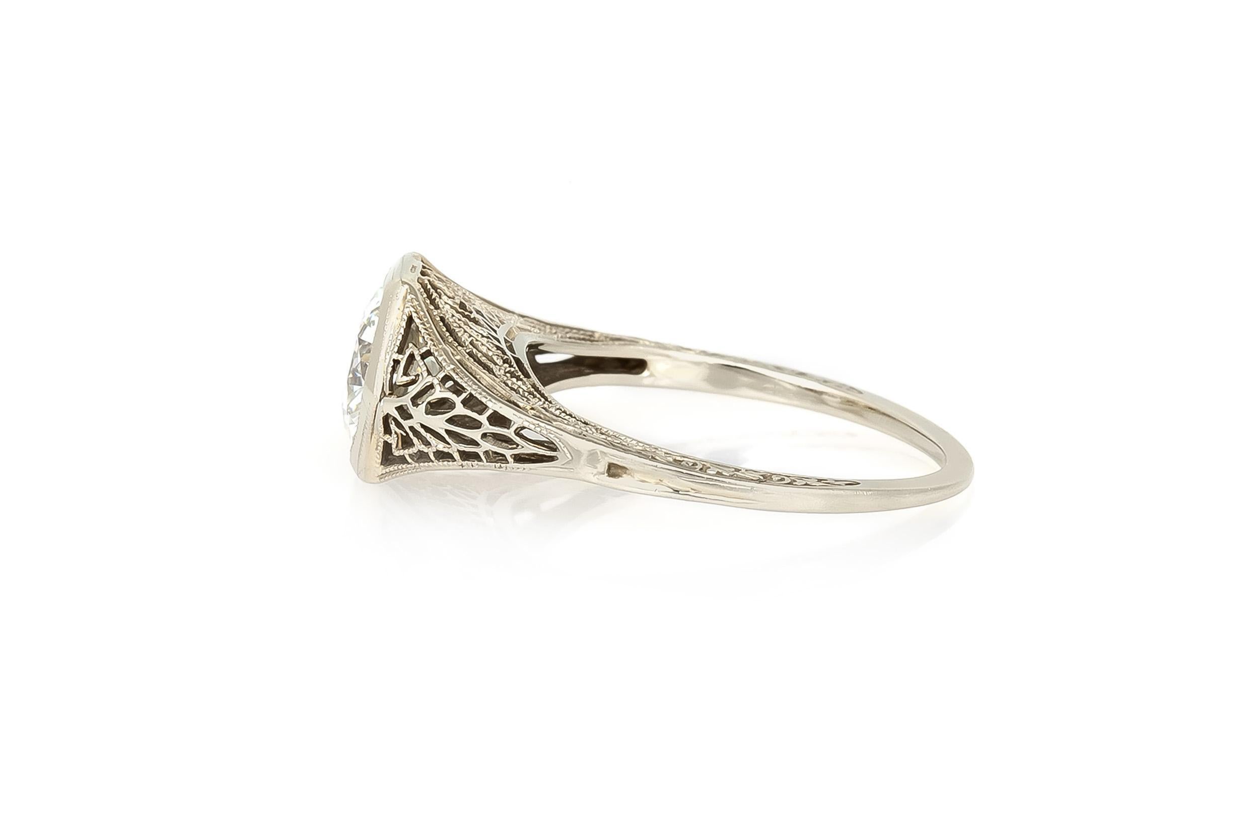 Édouardien Bague de fiançailles ancienne Edwardian 1910s 1.17 Carat Diamond Engagement Ring en vente