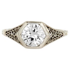 Antique Edwardian 1910s 1.17 Carat Diamond Engagement Ring
