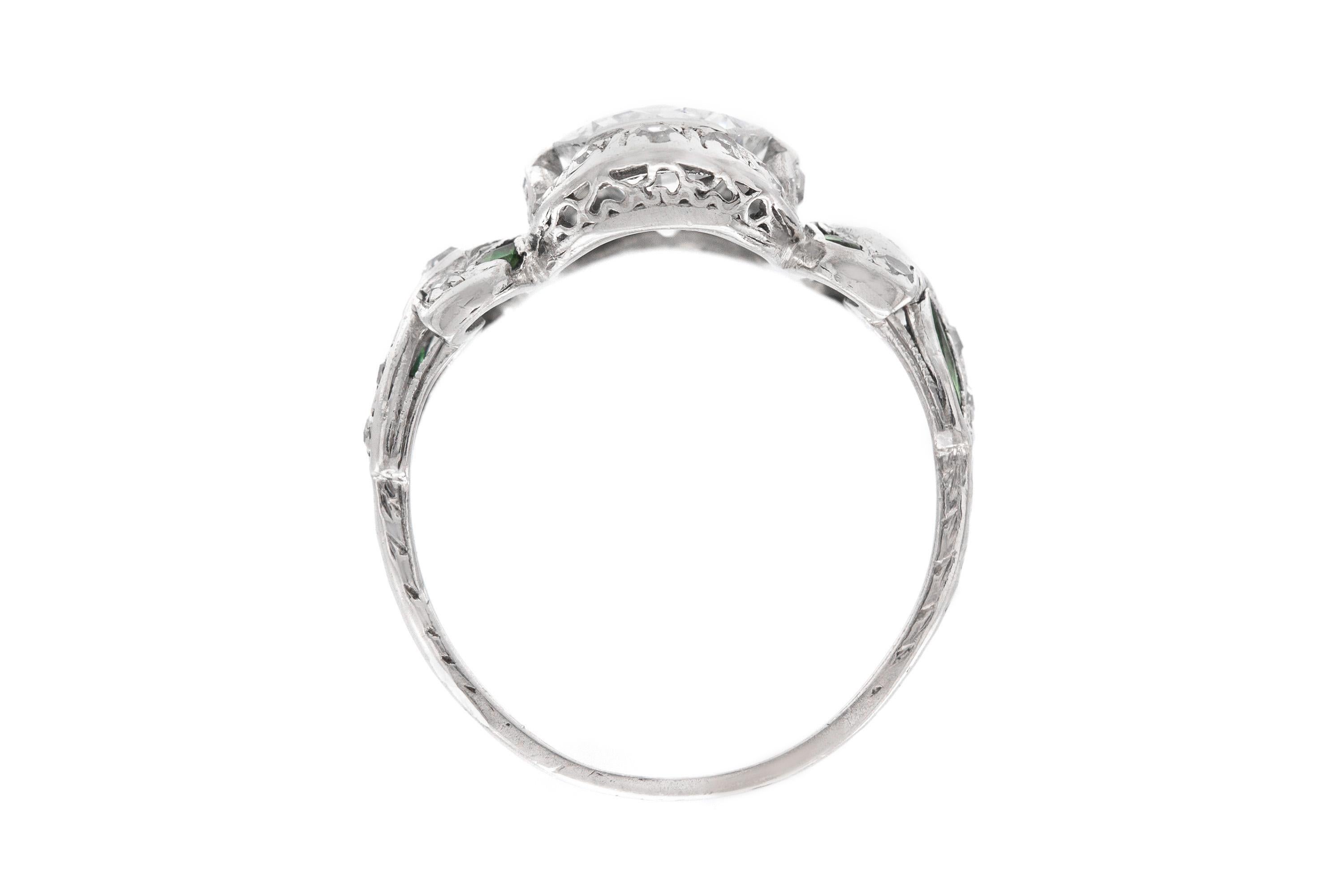 Taille vieille Europe Bague de fiançailles édouardienne ancienne des années 1910 avec diamant taille européenne ancienne de 1,30 carat en vente