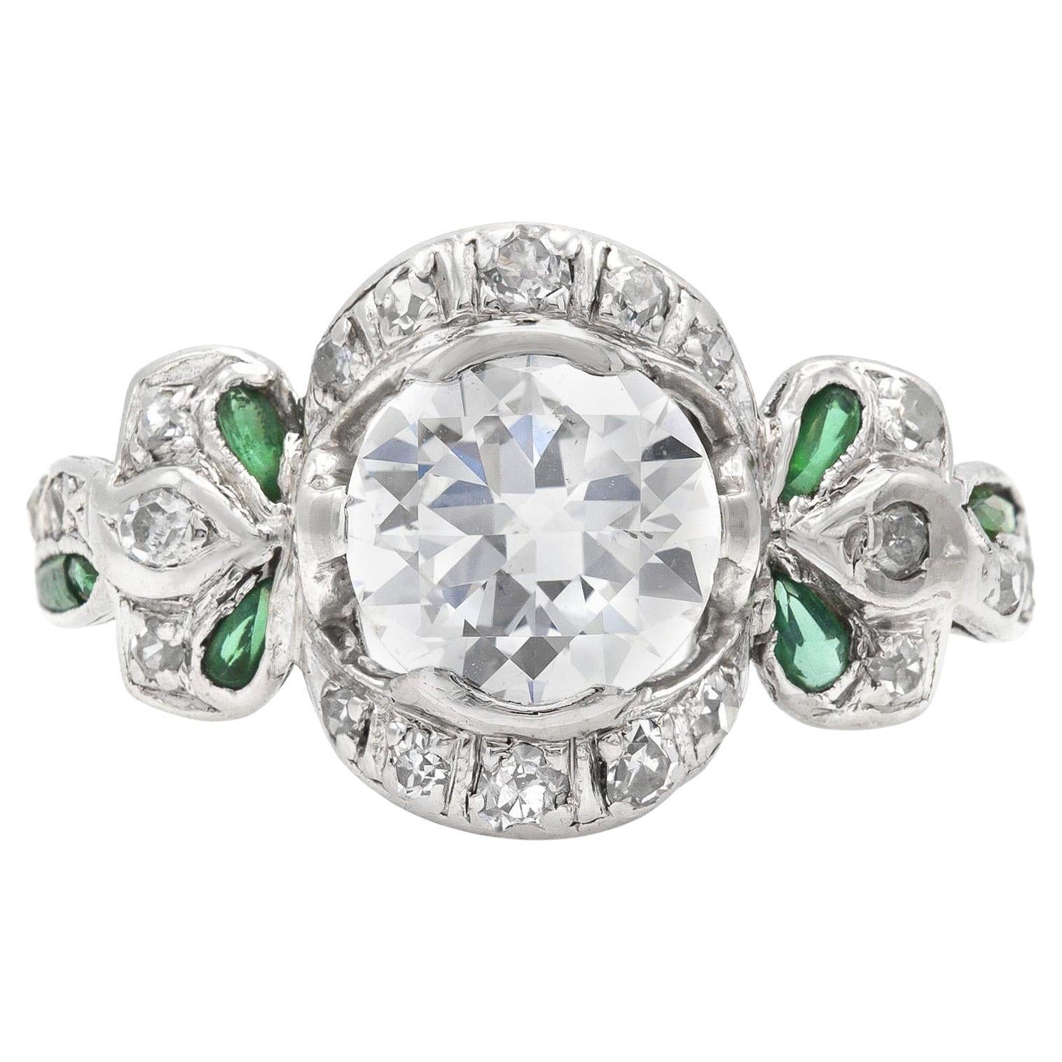 Antiker edwardianischer 1910er Jahre Verlobungsring mit 1,30 Karat Diamant im alteuropäischen Schliff