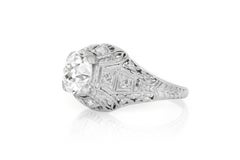 Antique Edwardian 1910s 1.60 Carat Old European cut Diamond Engagement Ring