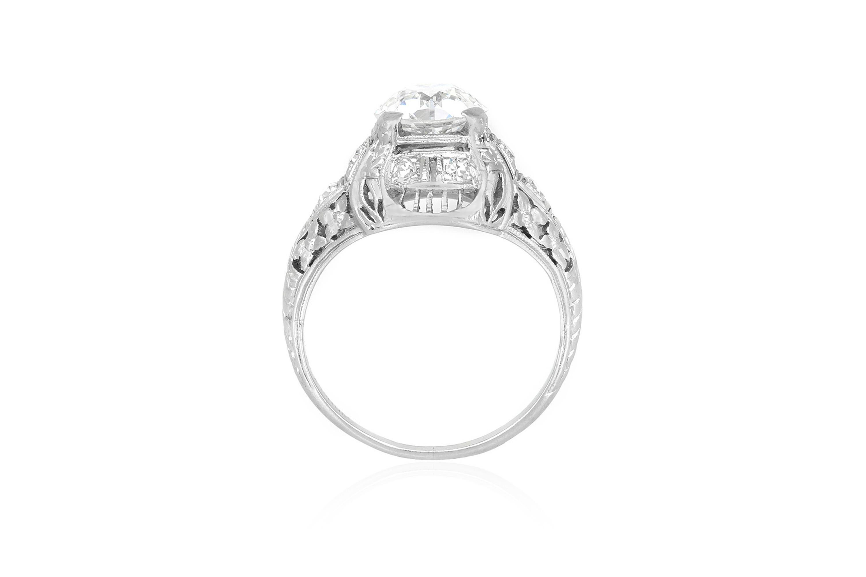 Antiker edwardianischer 1910er Jahre Verlobungsring mit 1,60 Karat Diamant im alteuropäischen Schliff (Alteuropäischer Schliff) im Angebot