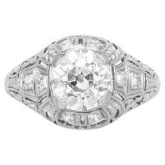 Antique Edwardian 1910s 1.60 Carat Old European cut Diamond Engagement Ring