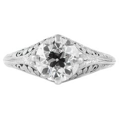 Antique Edwardian 1910s 1.70 Carat Old European Cut Diamond Engagement Ring