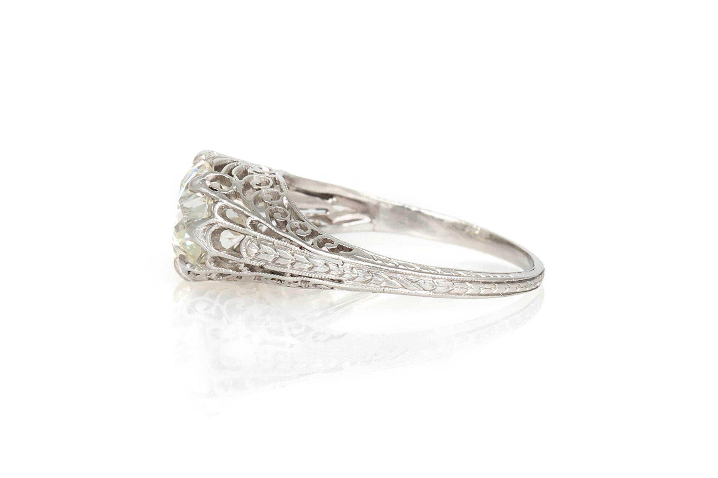 Édouardien Bague de fiançailles ancienne Edwardian 1910s 2.01 Carat Old European Cut Diamond Engagement Ring en vente