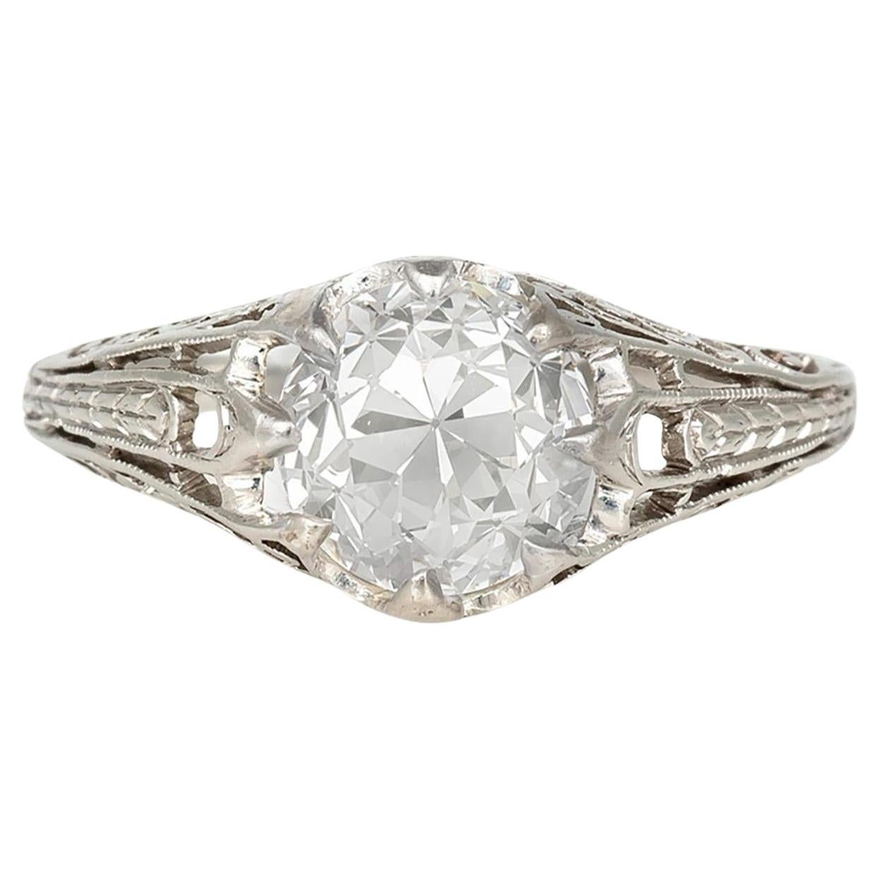 Antiker edwardianischer 1910er Jahre Verlobungsring mit 2,01 Karat Diamant im alteuropäischen Schliff
