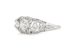 Antique Edwardian 1910s 2.09 Carat Three Stone Diamond Ring