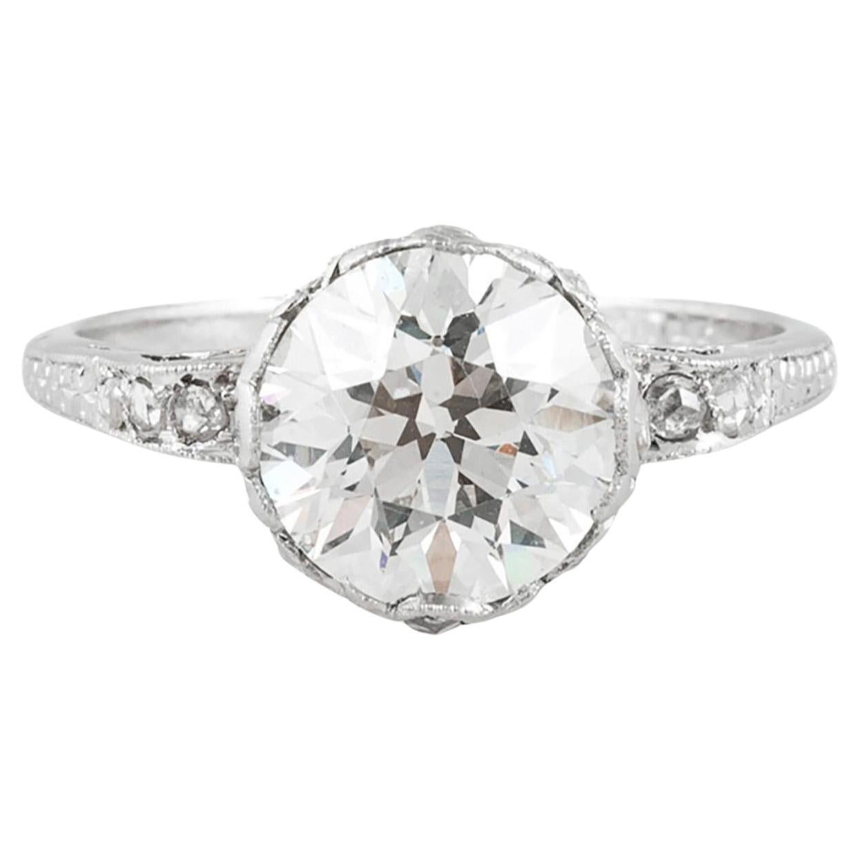 Antiker edwardianischer 1910er Jahre Verlobungsring mit 2,17 Karat Diamant im alteuropäischen Schliff