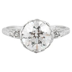 Antiker edwardianischer 1910er Jahre Verlobungsring mit 2,17 Karat Diamant im alteuropäischen Schliff