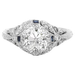 Bague de fiançailles édouardienne ancienne des années 1910 avec diamant taille vieille mine de 2,37 carats