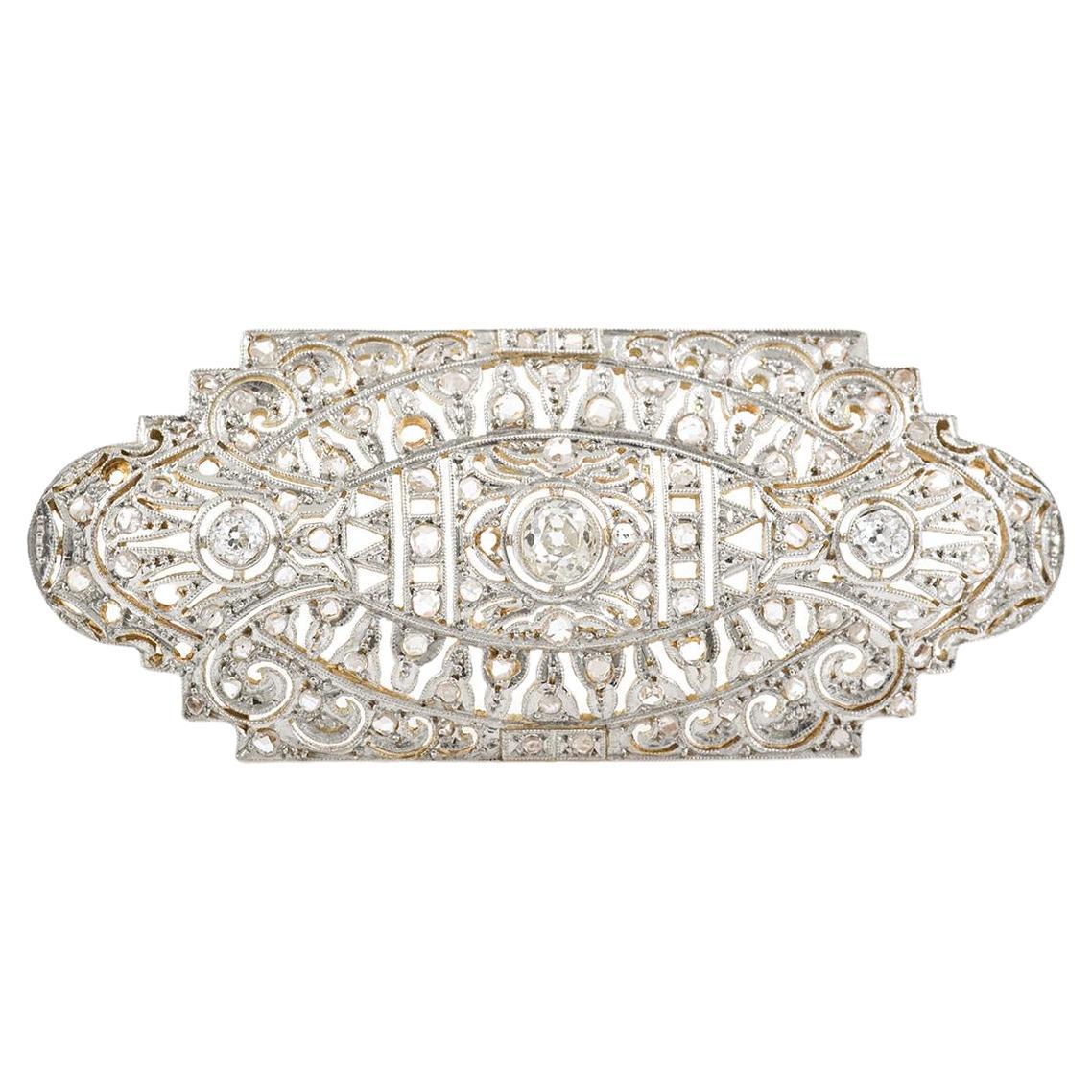 Antike Edwardian 1910s 2,80 Karat Old Mine Cut Diamant-Brosche