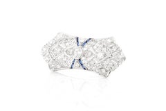 Antique Edwardian 1910s 3.00 Carat Diamond Brooch with Sapphires