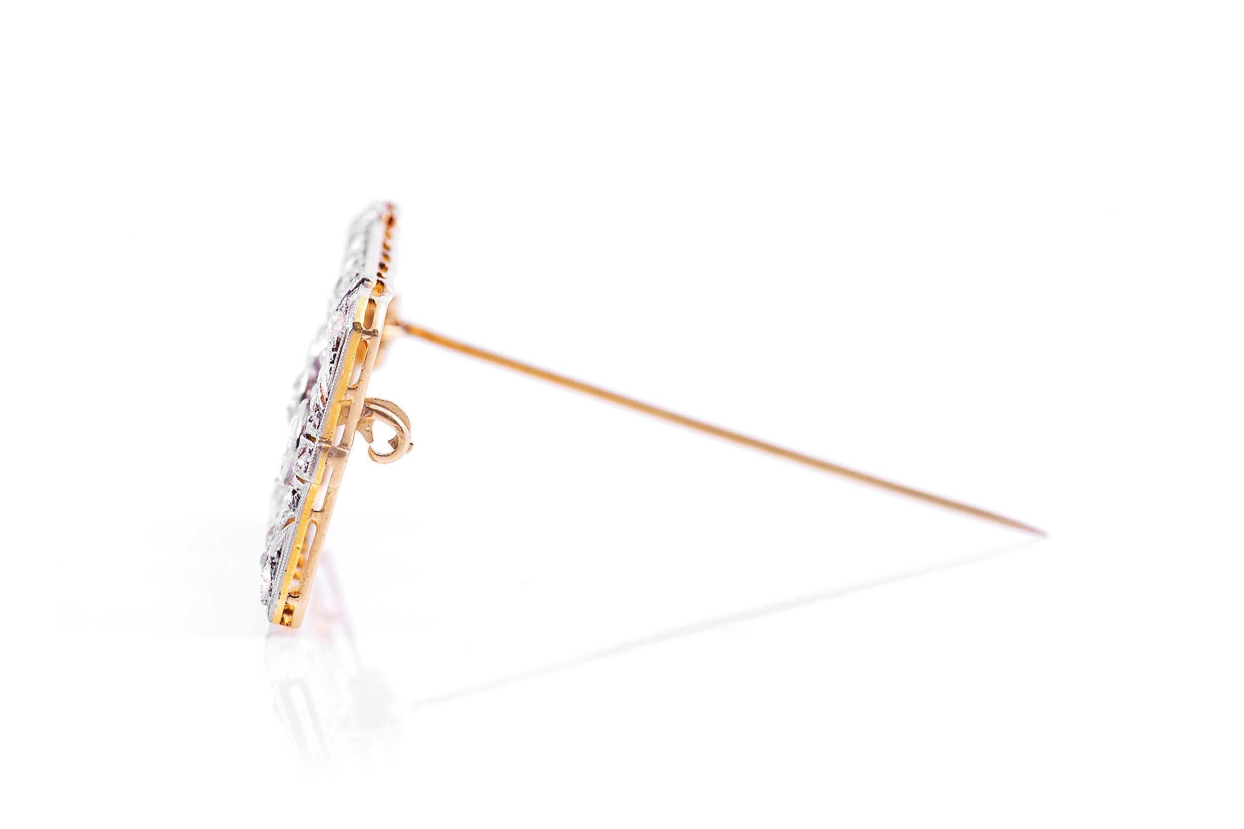 Antique Edwardian 1910s 3.00 Carat Old European Cut Diamond Brooch In Good Condition For Sale In New York, NY