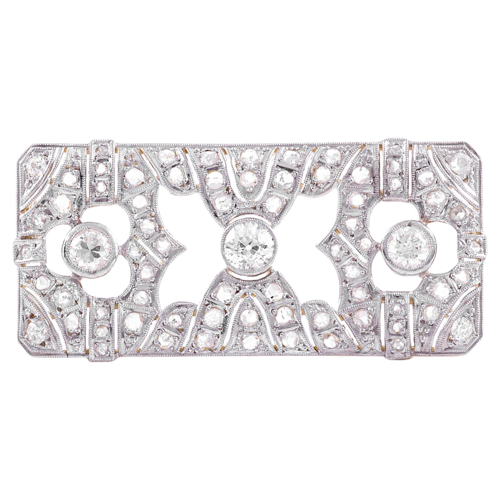 Antique Edwardian 1910s 3.00 Carat Old European Cut Diamond Brooch