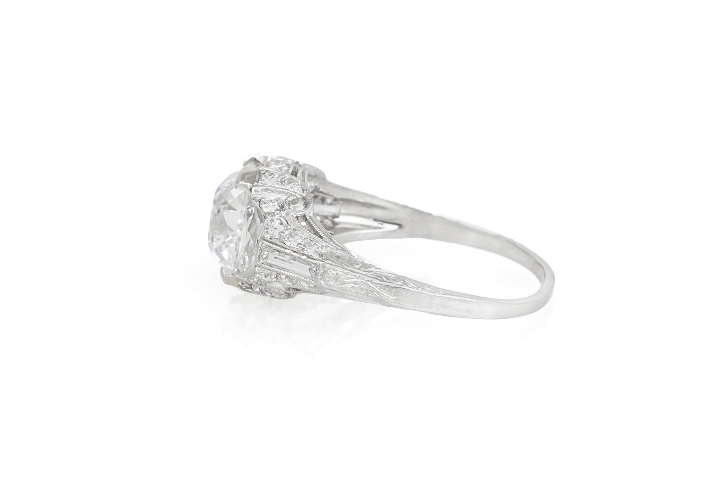Antique Edwardian 1910s 3.00 Carat Old Mine Cut Diamond Engagement Ring In Good Condition For Sale In New York, NY
