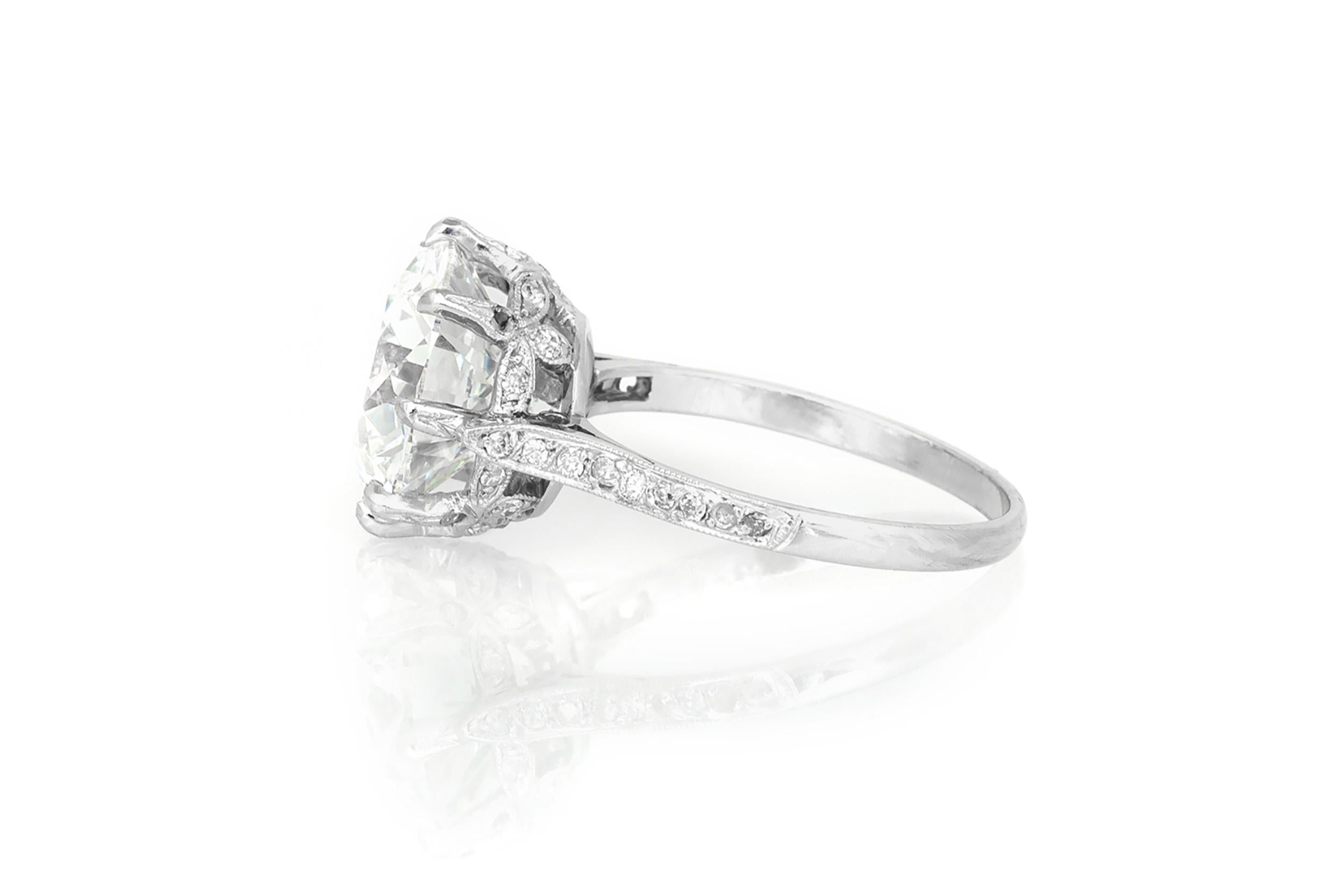 Édouardien Bague de fiançailles ancienne Edwardian 1910s 5.02 Carat Old European Cut Diamond Engagement Ring en vente