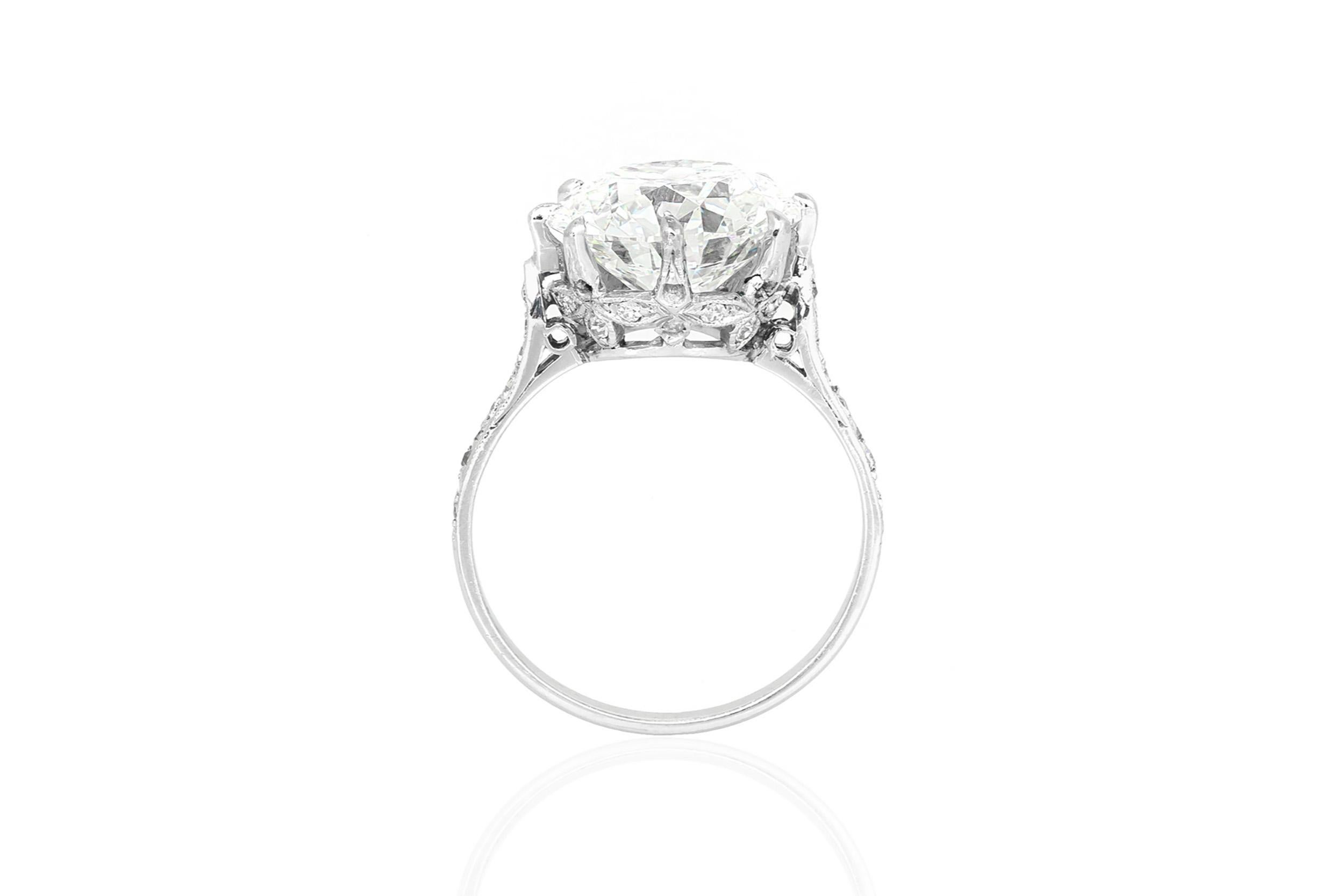 Taille vieille Europe Bague de fiançailles ancienne Edwardian 1910s 5.02 Carat Old European Cut Diamond Engagement Ring en vente