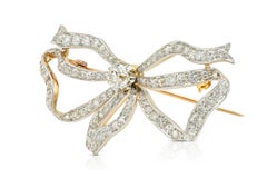 Antique Edwardian 1910s Tiffany & Co. 4.50 Carat Diamond Bow Ribbon Brooch