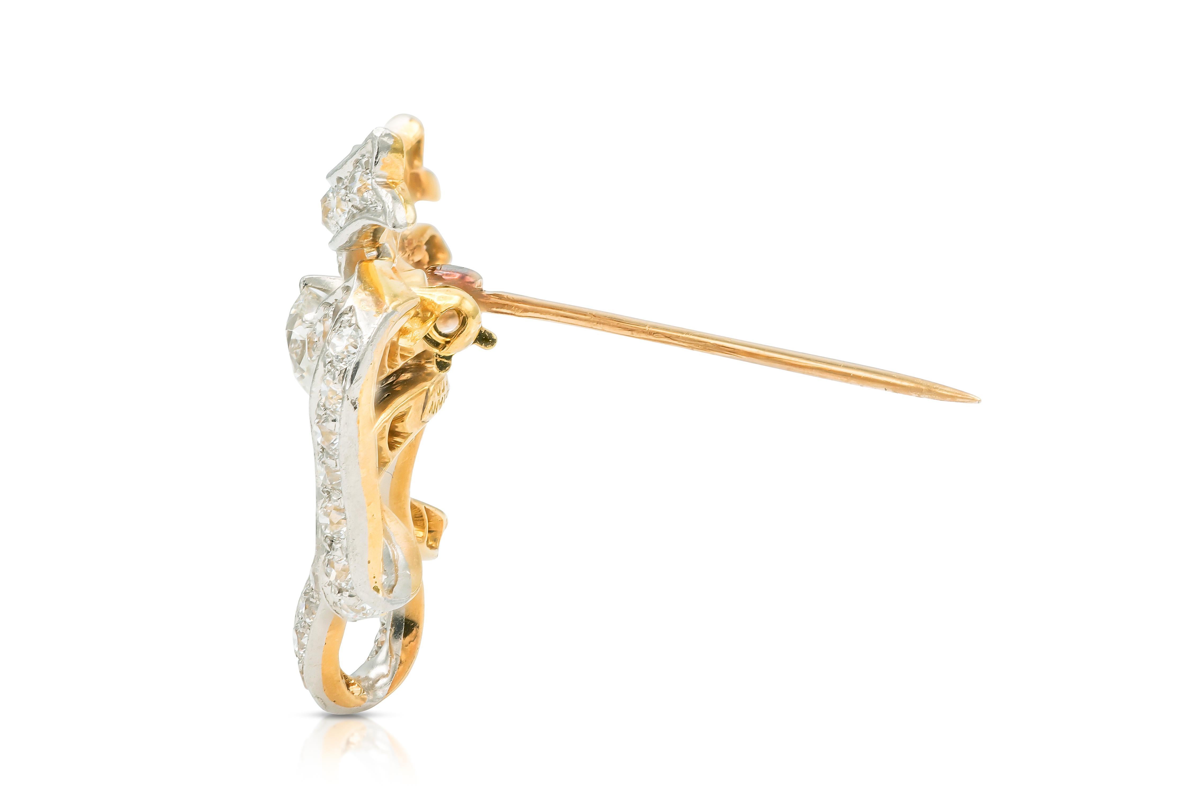 Edoardiano Antica spilla a fiocco con diamanti Tiffany & Co. 4,50 carati del 1910 in vendita