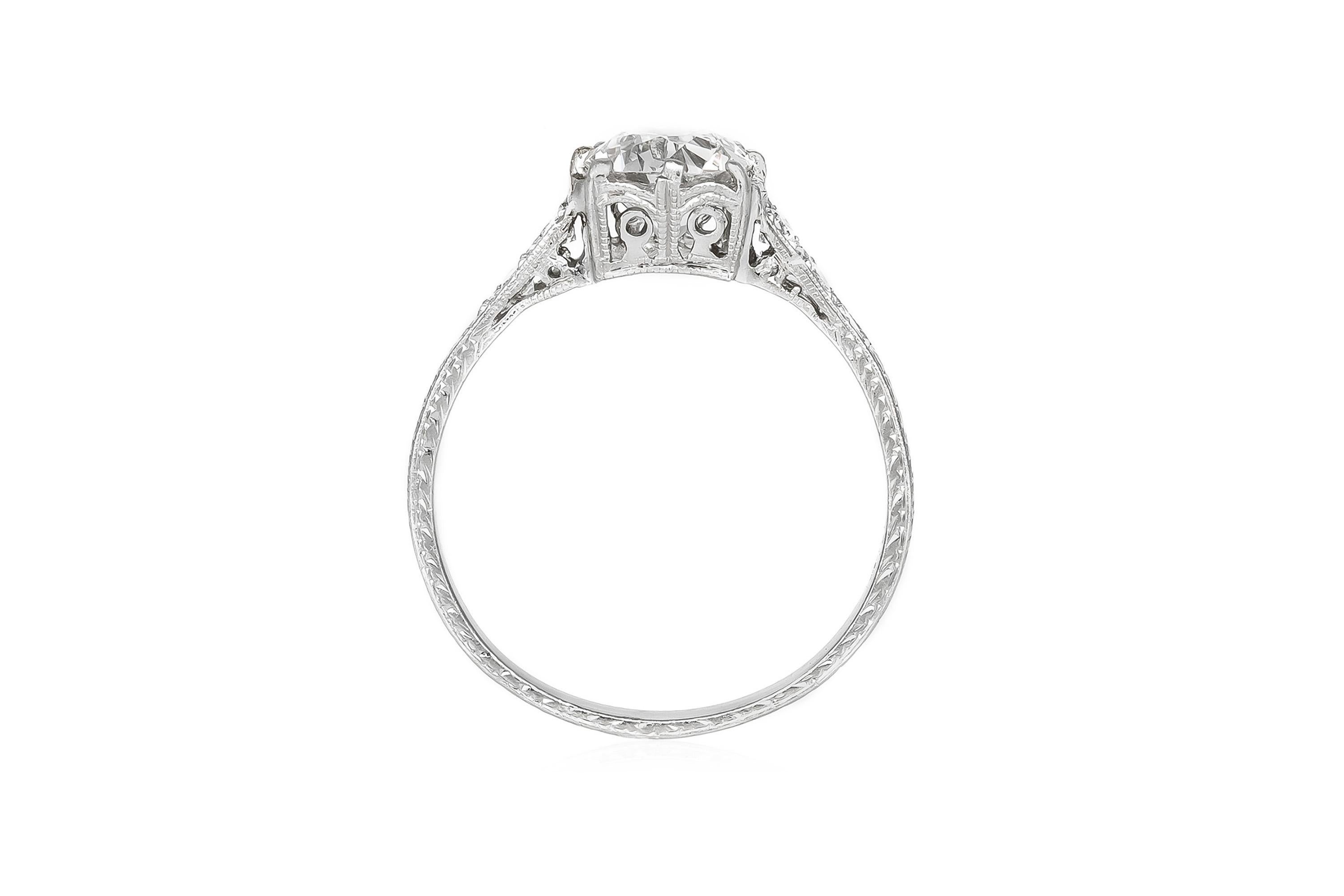 Antique Edwardian 1915 1.15 Carat Old European Cut Diamond Engagement Ring Corte europeo antiguo en venta