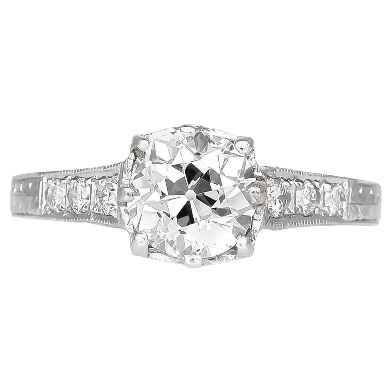 Antique Edwardian 1915 1.15 Carat Old European Cut Diamond Engagement Ring