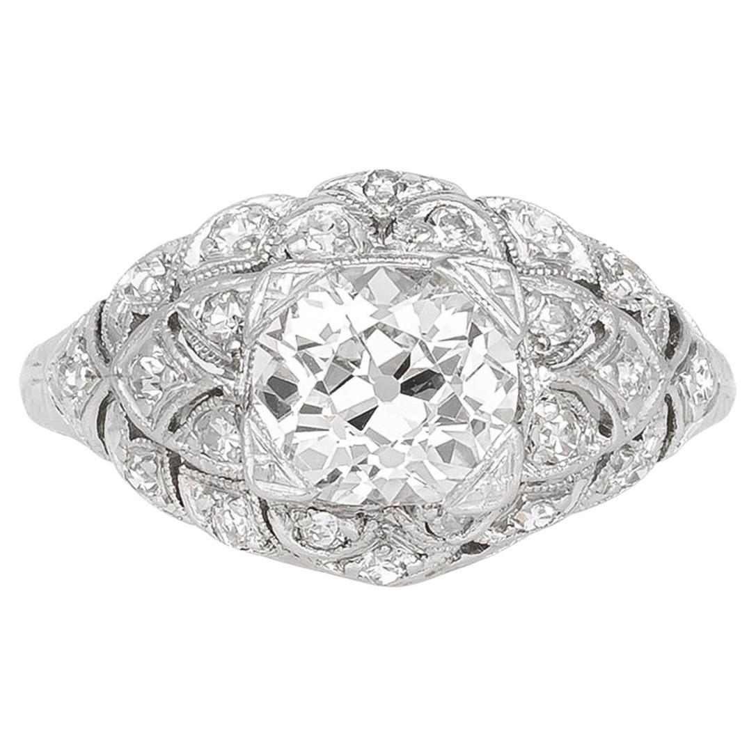 Antique Edwardian 1915 1.25 Carat Old Mine Cut Diamond Engagement Ring