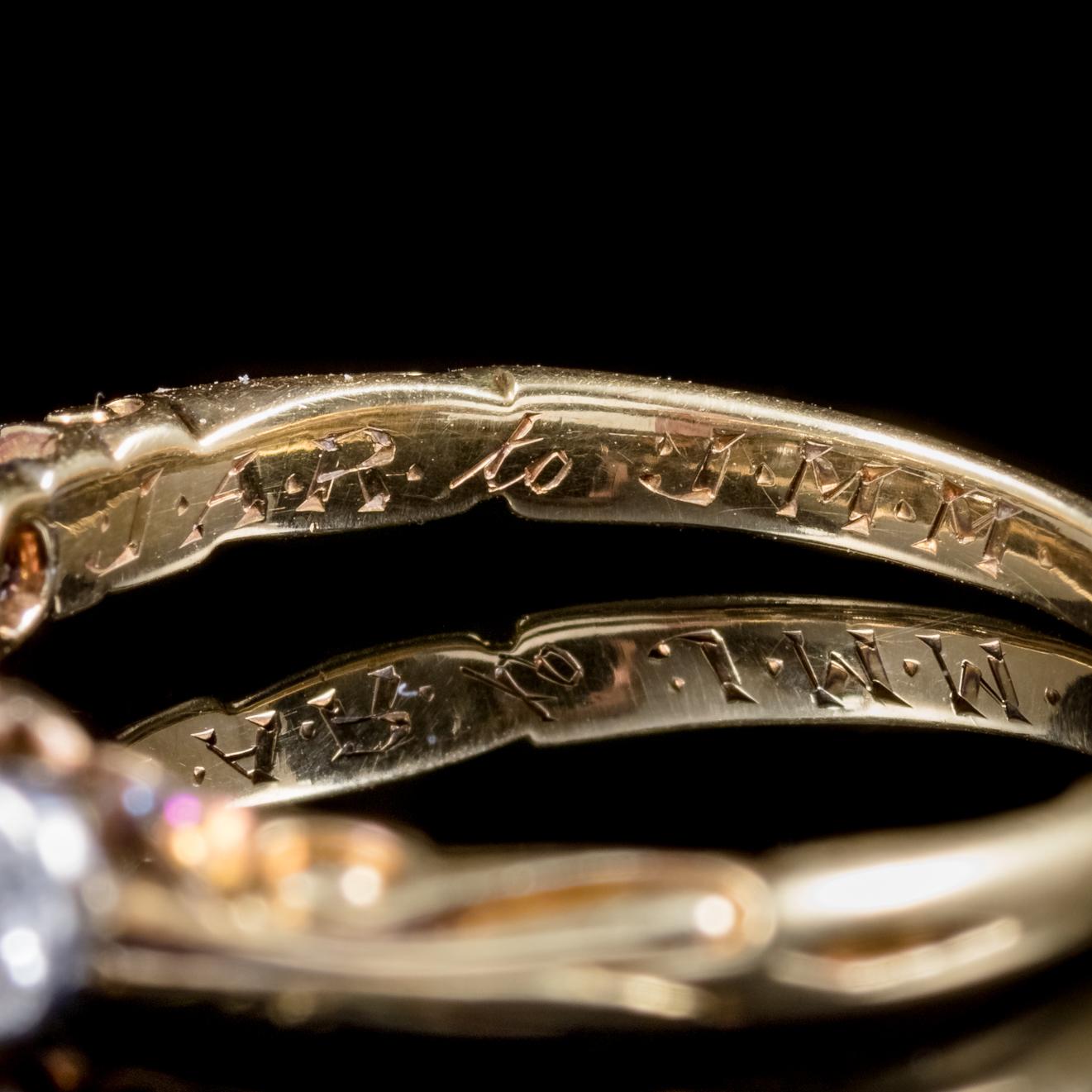 Antique Edwardian 1 Carat Diamond 18 Carat Gold Dated 1910 Five-Stone Ring 1