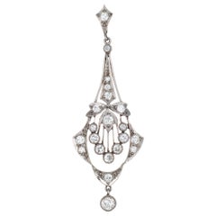 Edwardian 1 Carat Diamond Pendant Vintage Platinum Fine Jewelry Heirloom