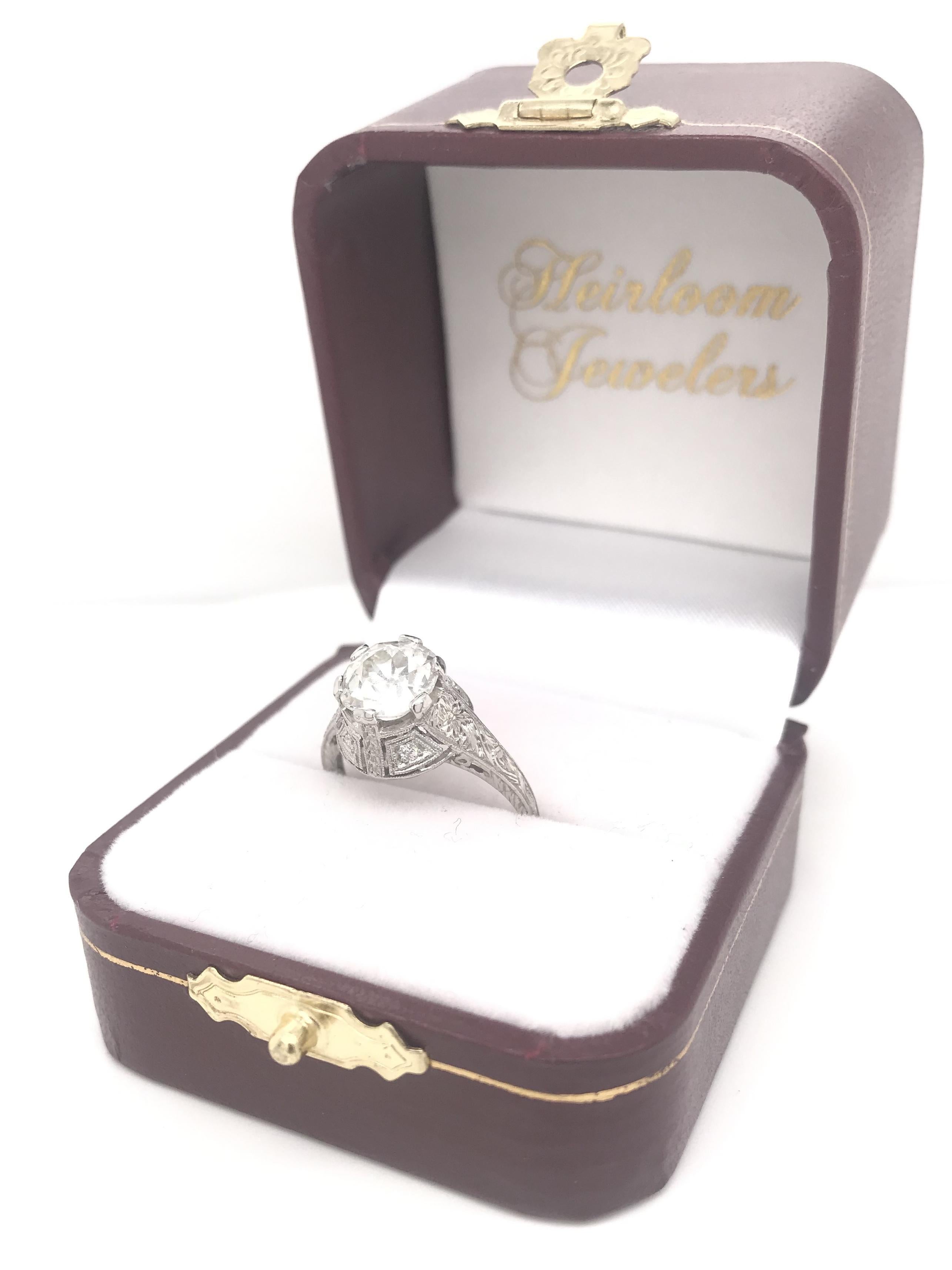 Antique Edwardian 2.07 Carat Old Mine Cut Diamond Ring For Sale 6
