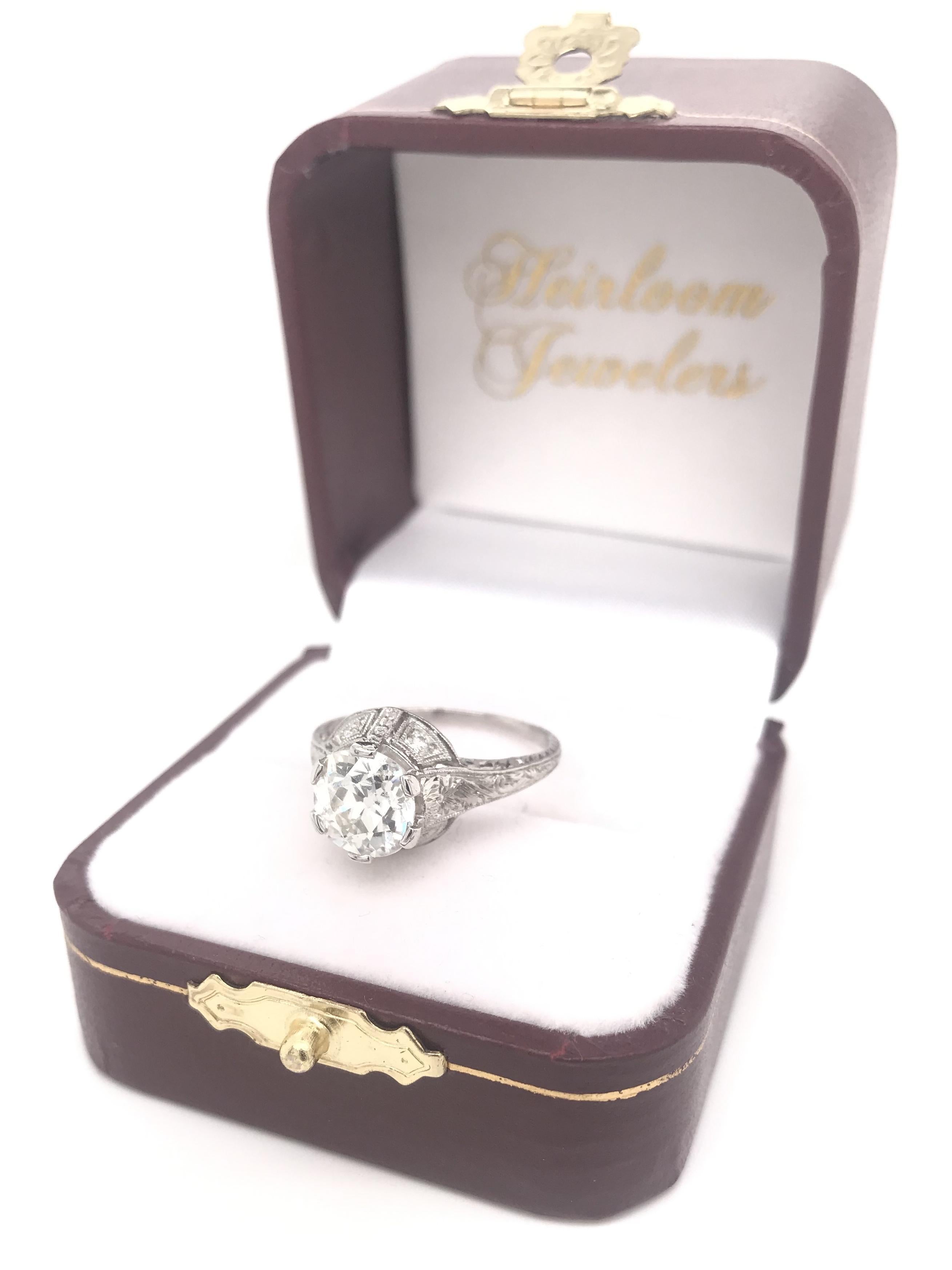 Antique Edwardian 2.07 Carat Old Mine Cut Diamond Ring For Sale 9