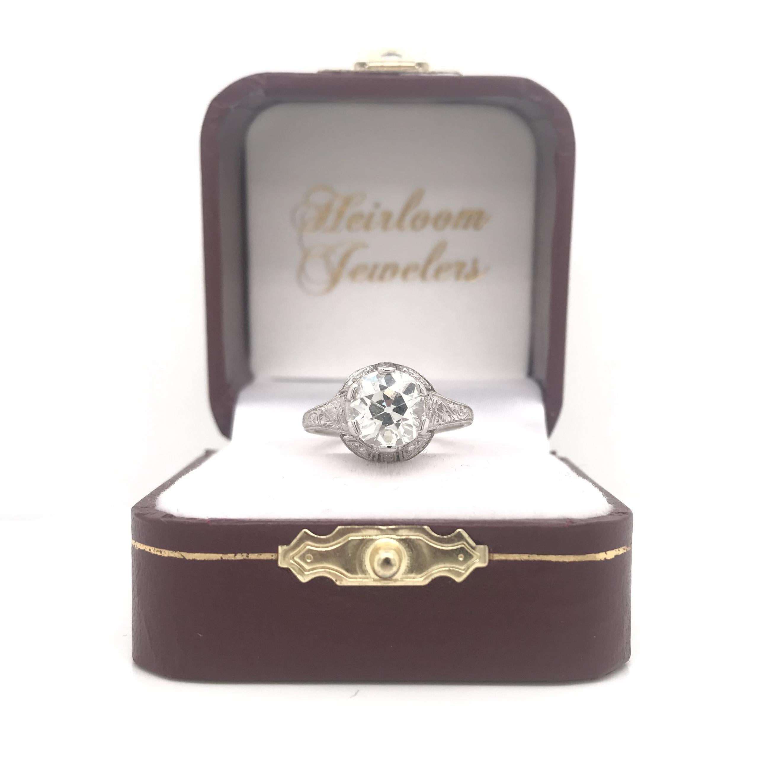 Antique Edwardian 2.07 Carat Old Mine Cut Diamond Ring For Sale 10