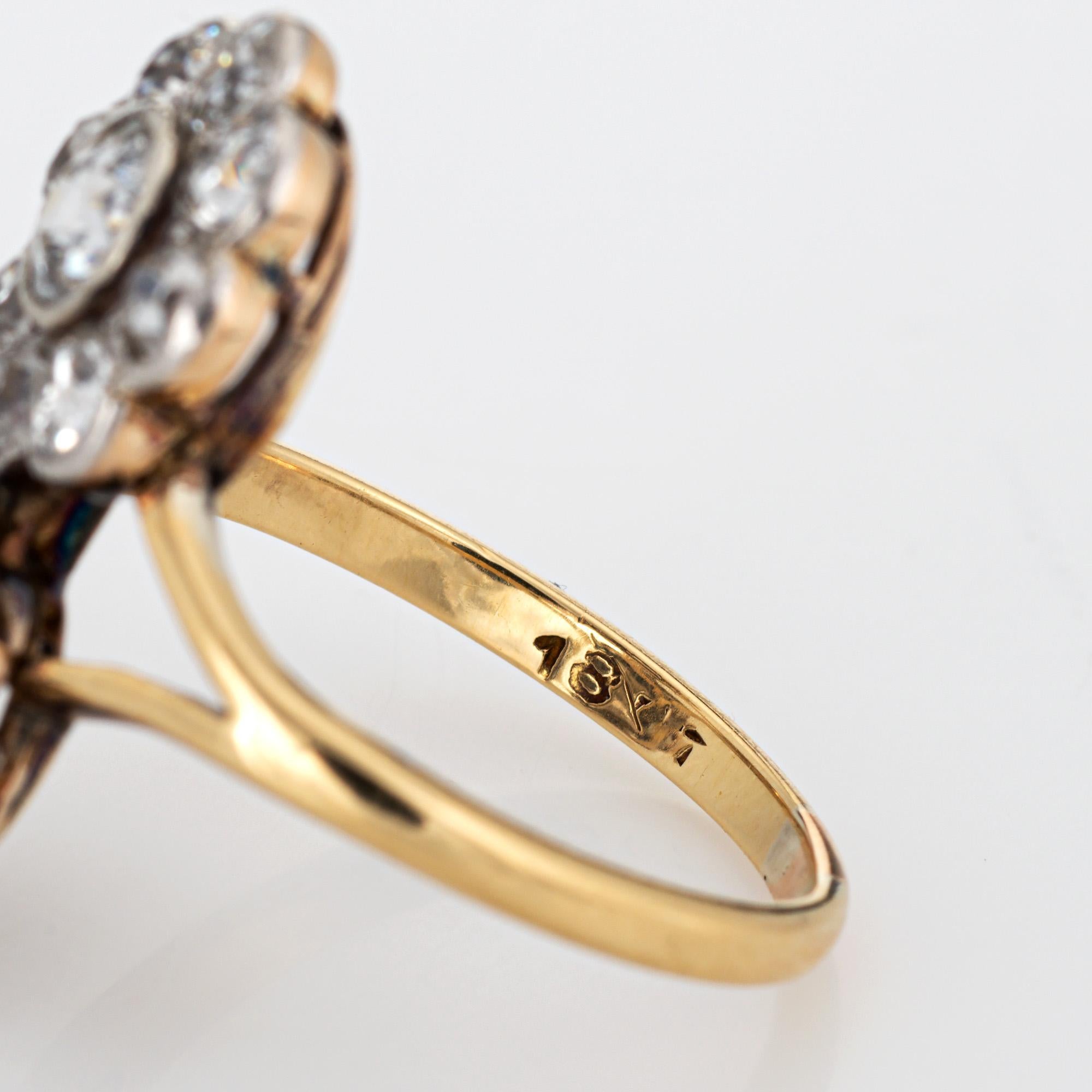Antique Edwardian 2.20ct Diamond Ring Cluster Double Flower 14k Pt Engagement For Sale 2