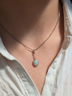 Antiker Edwardianischer 2,2ct Australischer Halbschwarzer Opal Lavaliere Anhänger in 9ct Gold