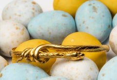 Antique Edwardian 22k Yellow Gold Snake Bracelet, Stackable Gold Serpent Bangle