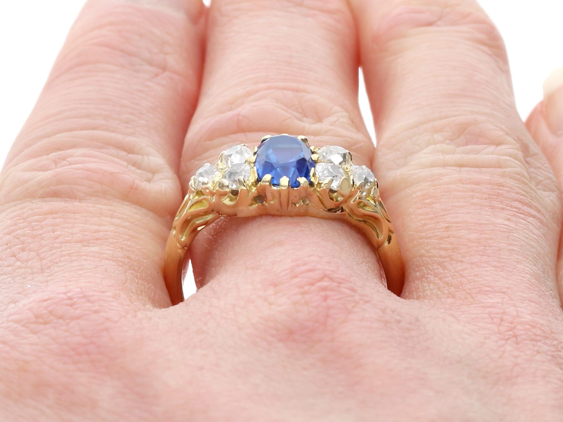 Antique Edwardian 2.30Ct Sapphire and 1.05ct Diamond 18k Yellow Gold Ring  For Sale 3