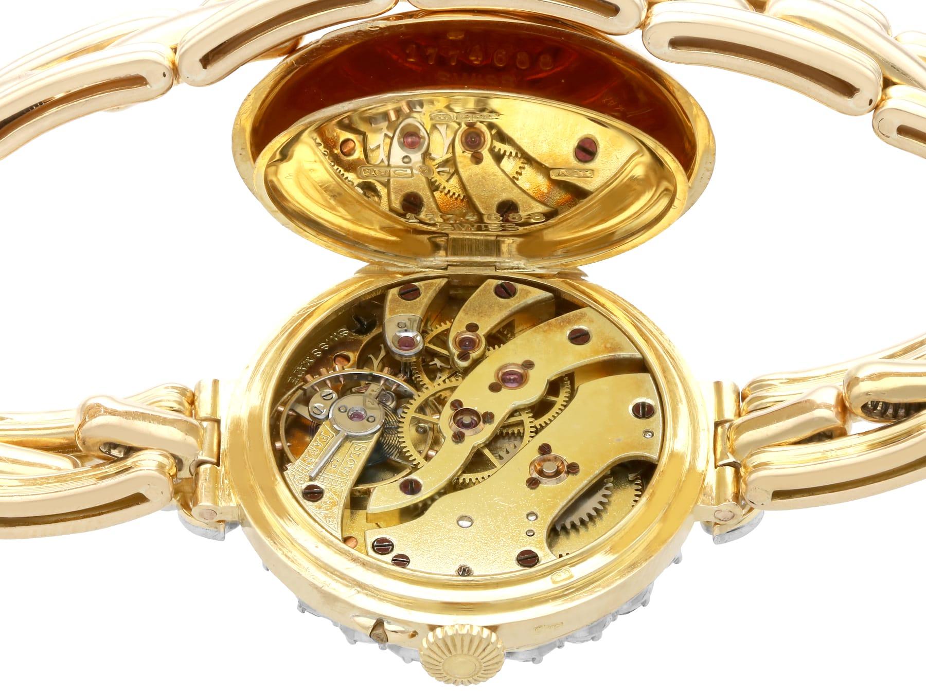 Antique Edwardian 2.75Ct Diamond and 18k Yellow Gold Cocktail Watch 1909 For Sale 5