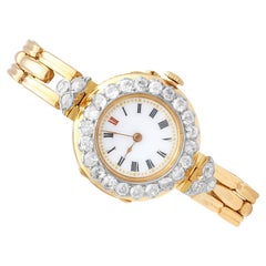 Antique Edwardian 2.75Ct Diamond and 18k Yellow Gold Cocktail Watch 1909