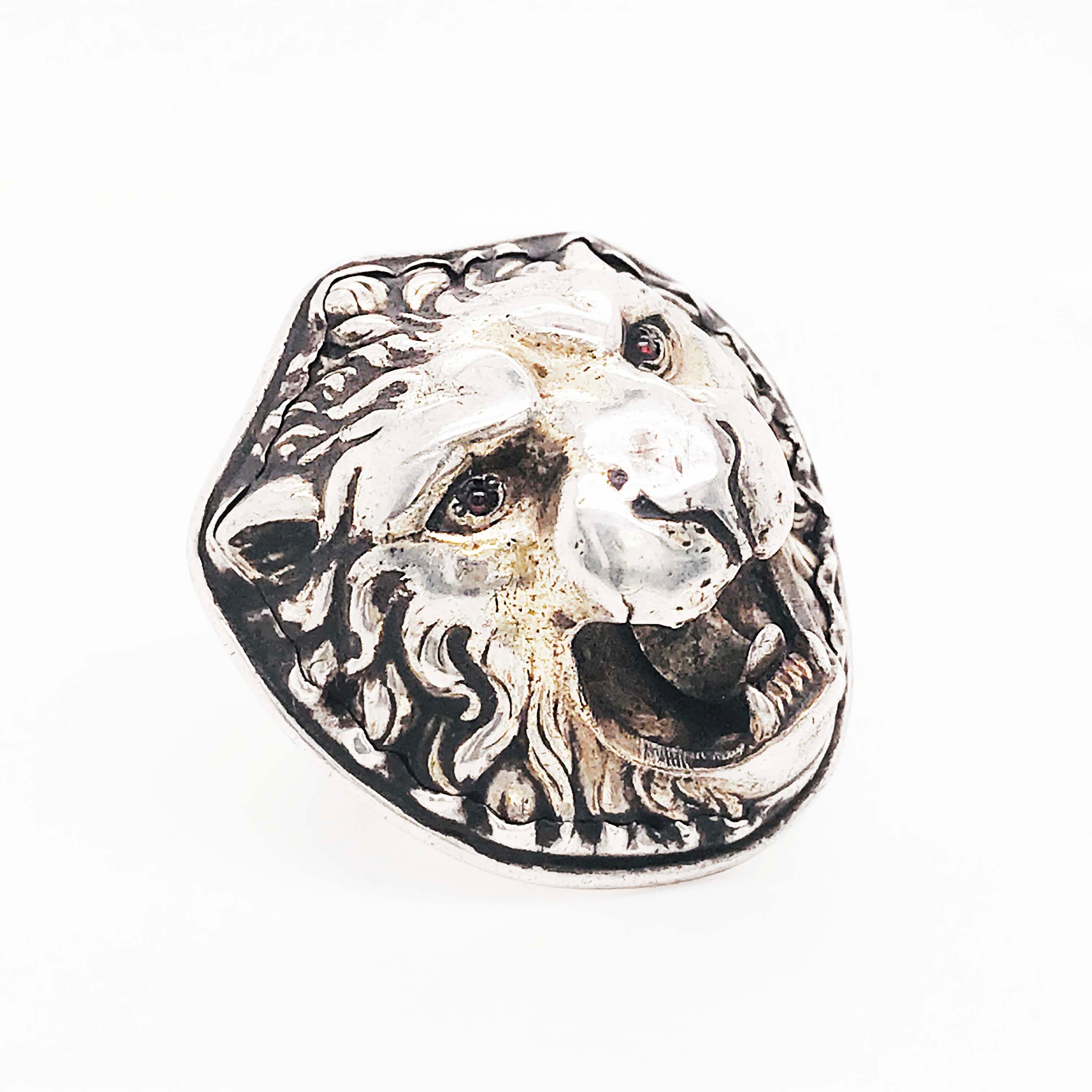 gold lion ring with ruby eyes
