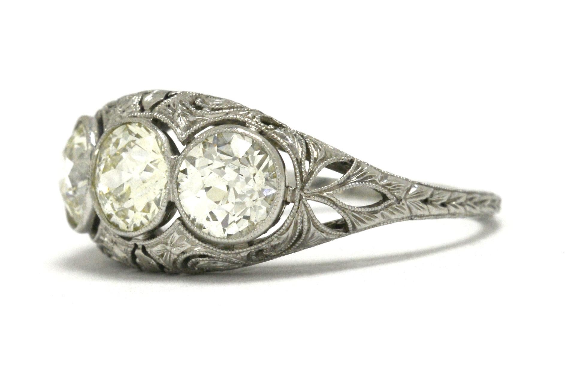 edwardian three stone diamond ring