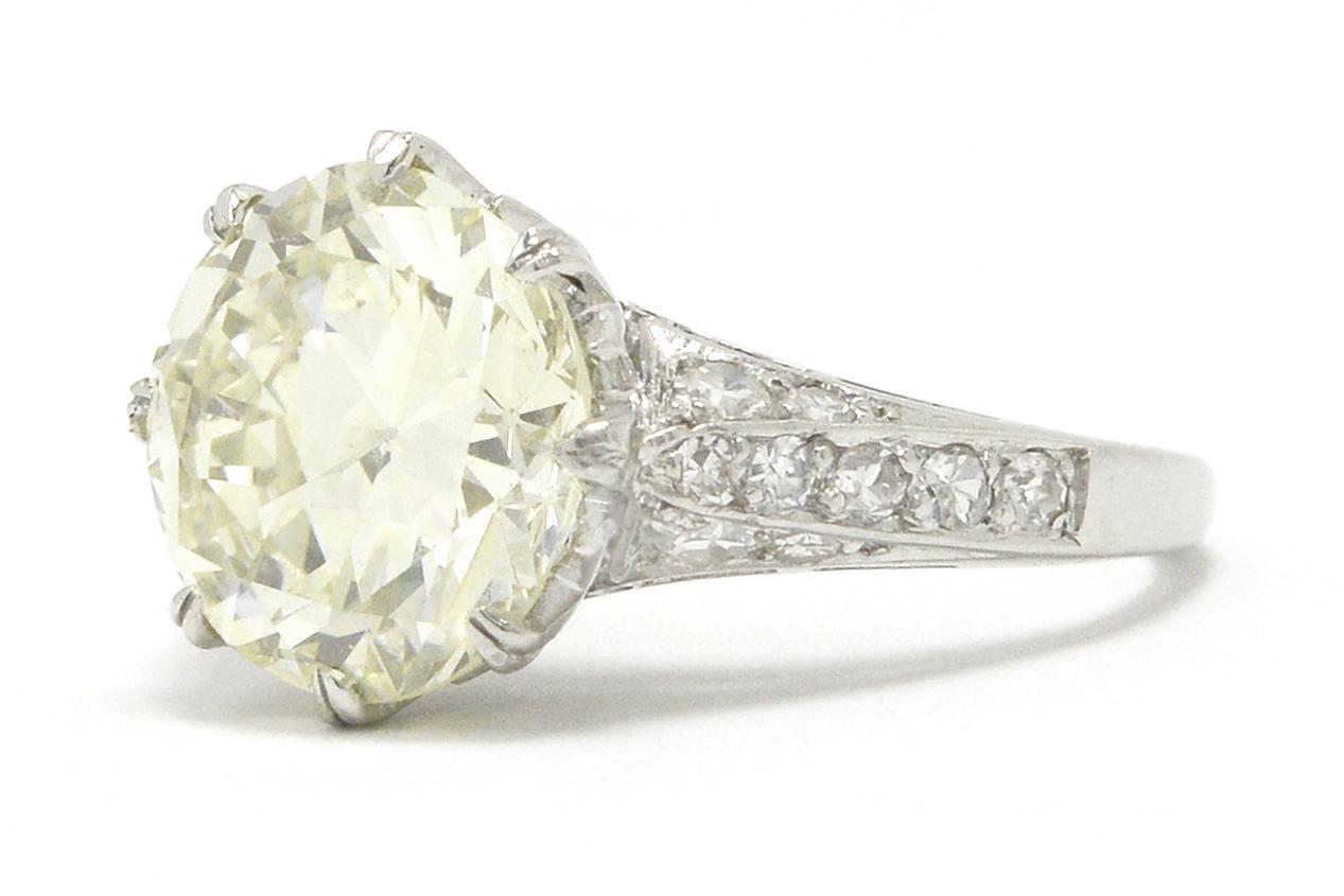 Antique Edwardian 4 Carat Solitaire Diamond Engagement Ring Old European Cut In Good Condition In Santa Barbara, CA