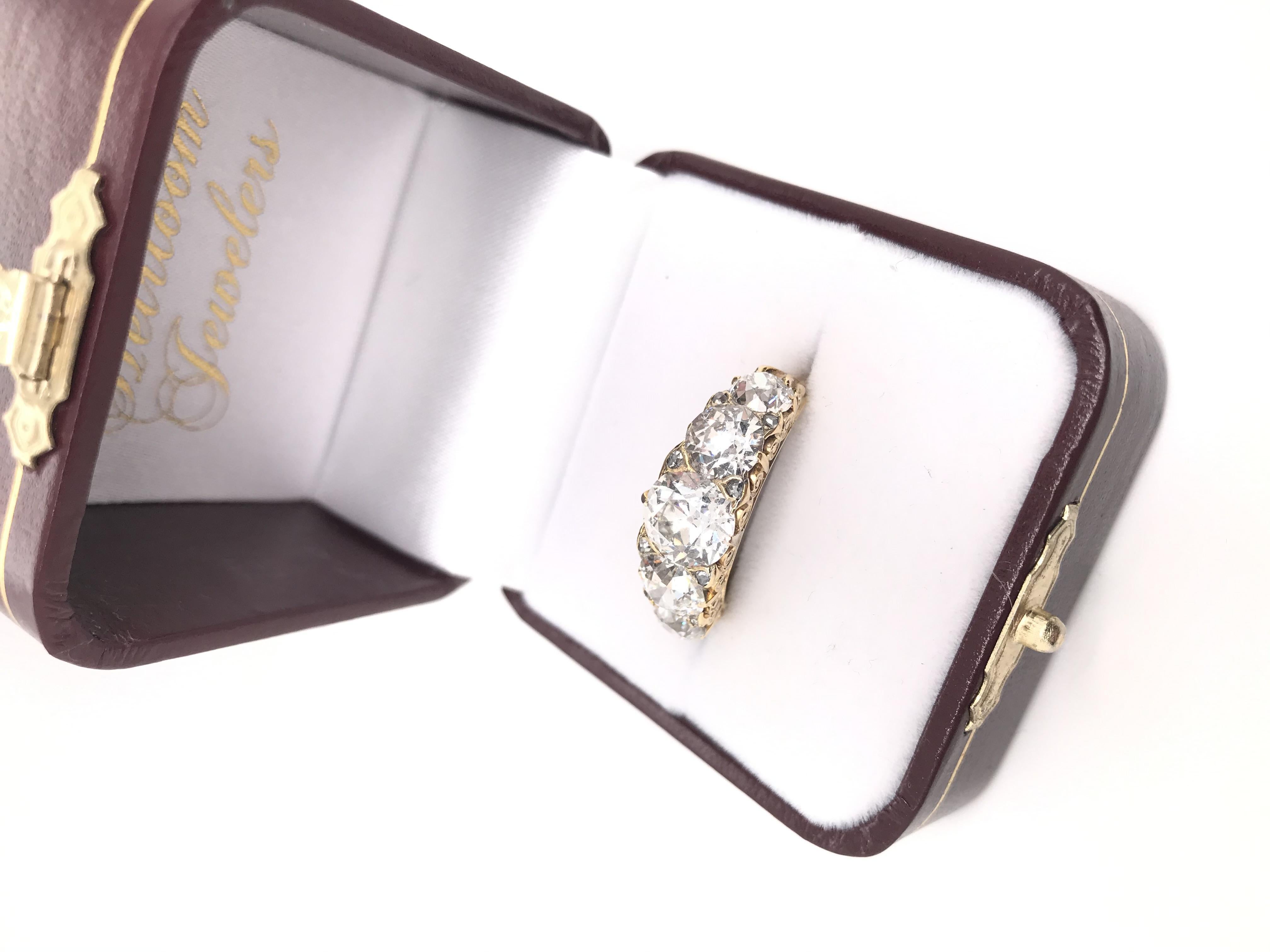 Antique Edwardian 5 Carat DTW Diamond Ring For Sale 7