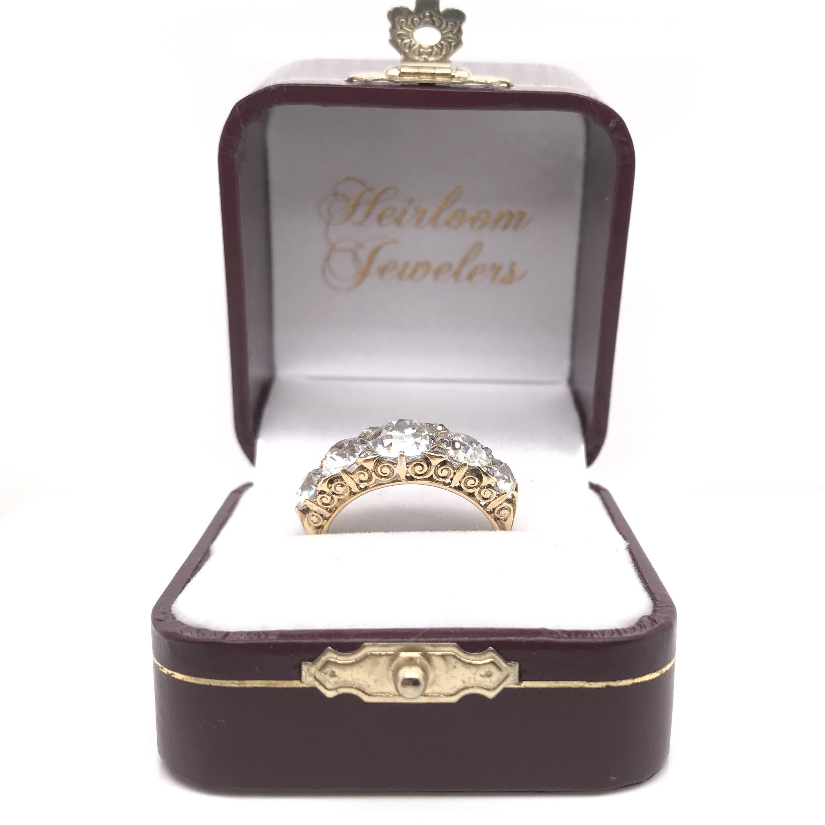 Antique Edwardian 5 Carat DTW Diamond Ring For Sale 9
