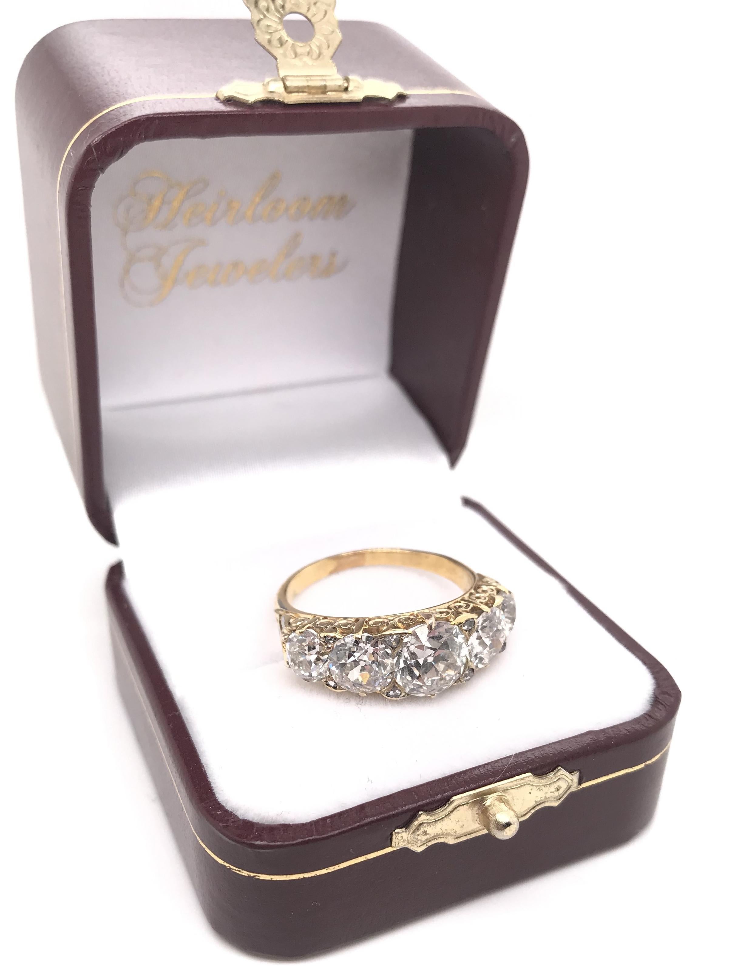 Antique Edwardian 5 Carat DTW Diamond Ring For Sale 10