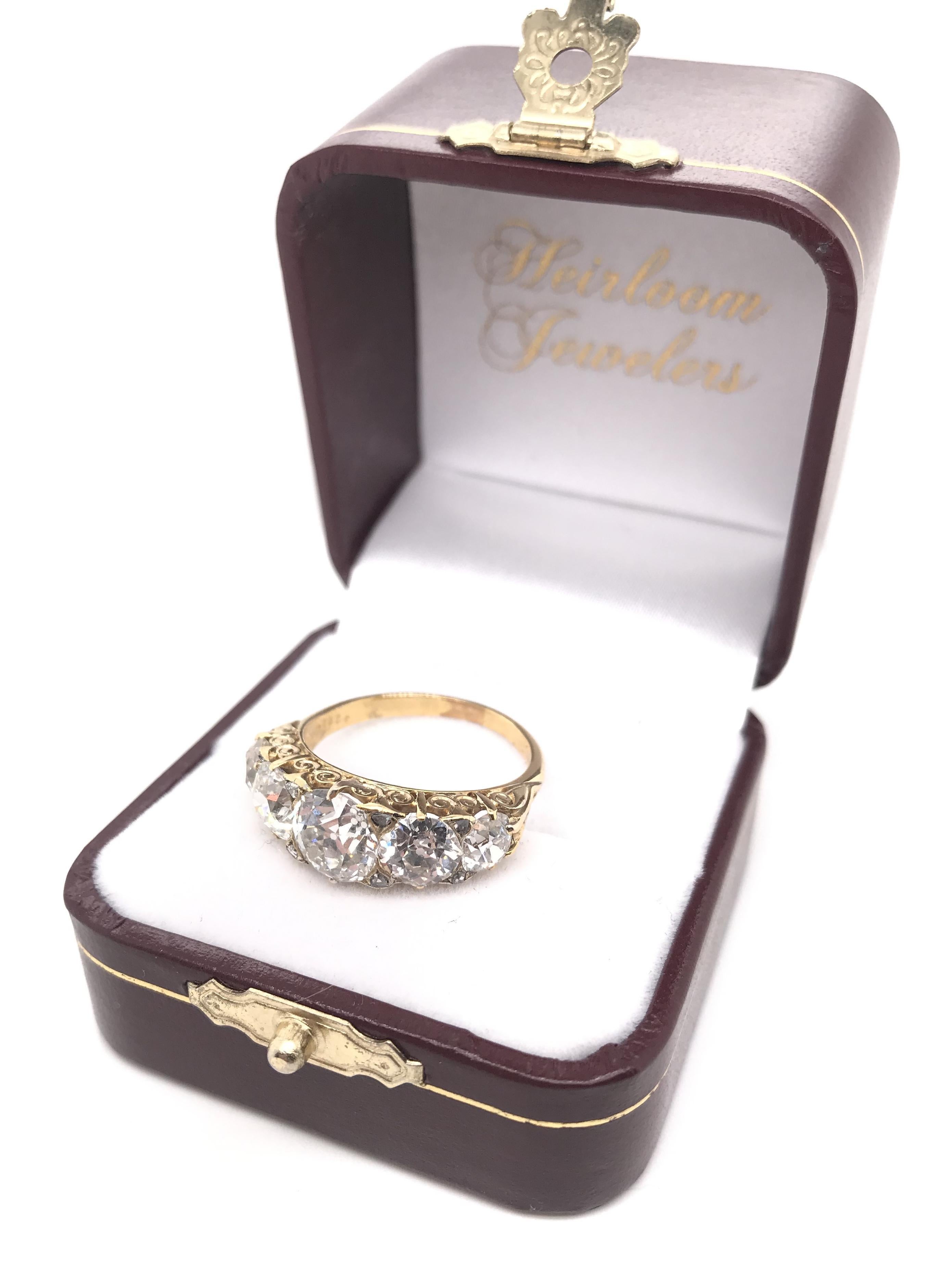 Bague édouardienne ancienne avec diamants de 5 carats DTW en vente 10